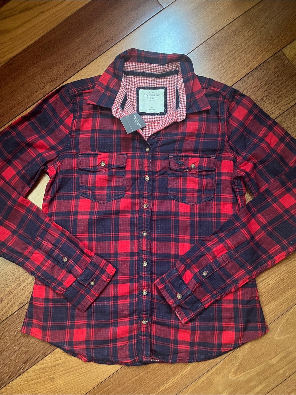NWT Y2K Abercrombie Moose Logo Flannel Shirt